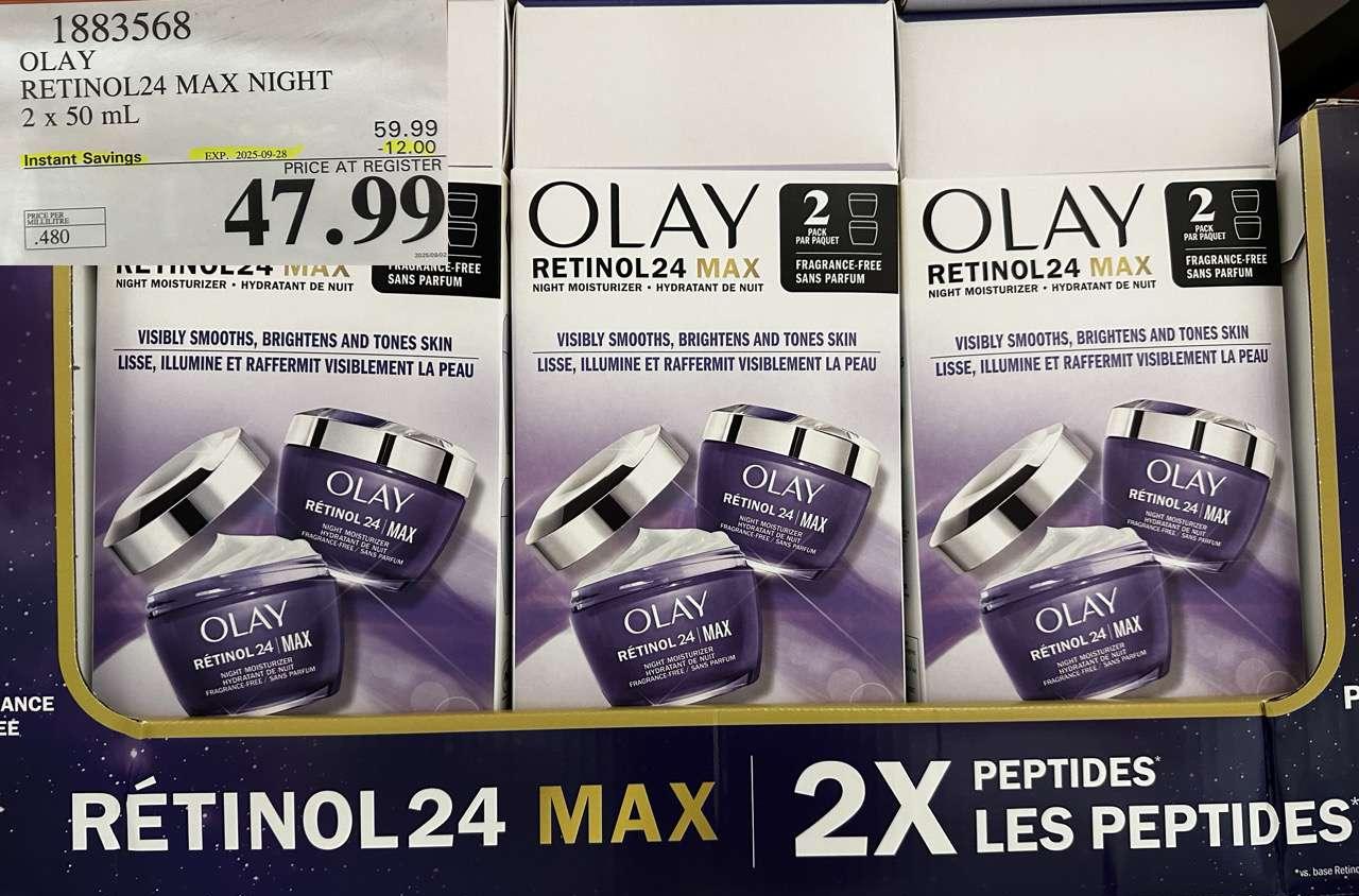 OLAY RETINOL24 MAX NIGHT 2 x 50 mL - Costco Canada deal - Save $12.00 - Health and Beauty