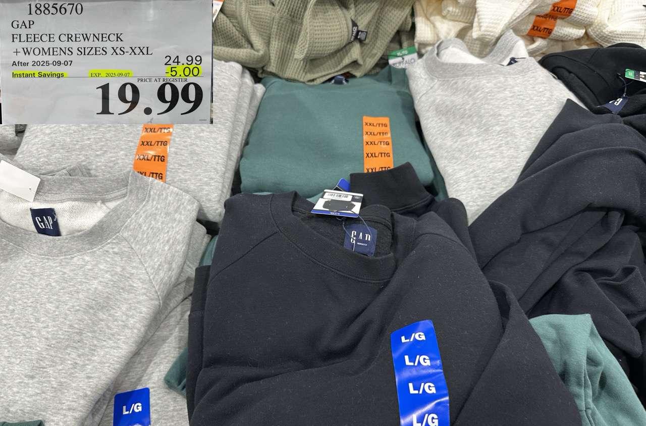 GAP FLEECE CREWNECK WOMENS SIZES XS-XXL at Costco