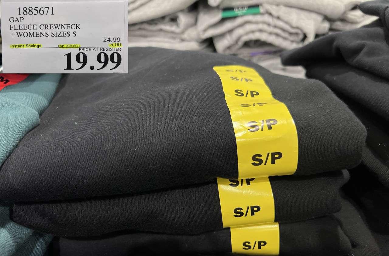 GAP FLEECE CREWNECK WOMENS SIZES S at Costco