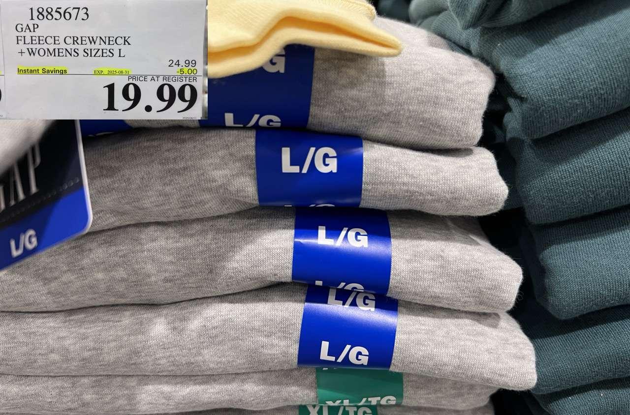 GAP FLEECE CREWNECK WOMENS SIZES L at Costco