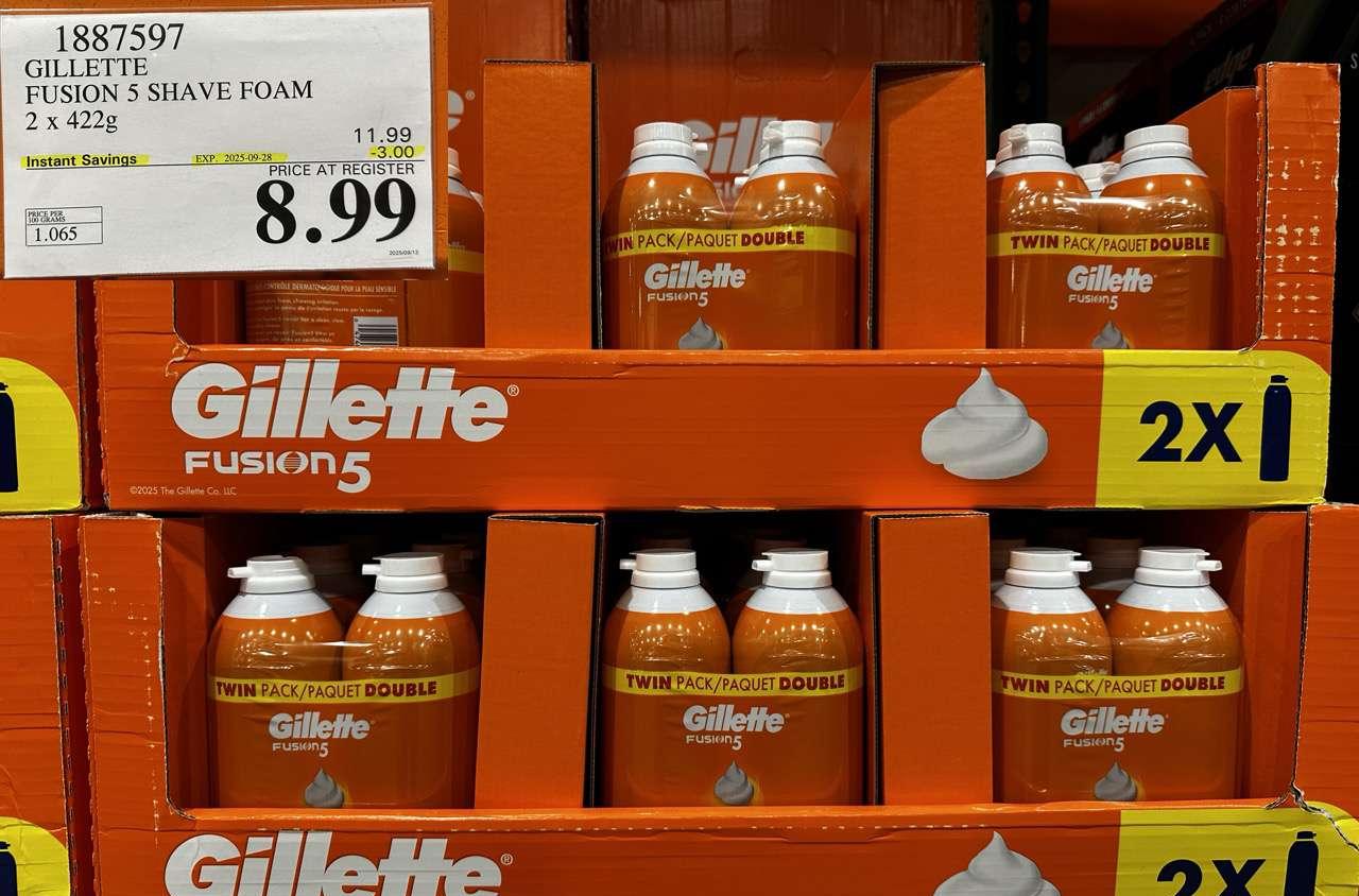 GILLETTE FUSION 5 SHAVE FOAM 2 X 422G at Costco