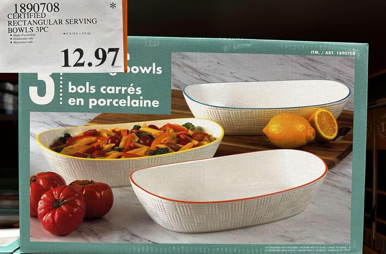CERTIFIED RECTANGULAR SERVING BOWLS 3PC - Costco Canada deal - Save $5.00 - Home and Kitchen