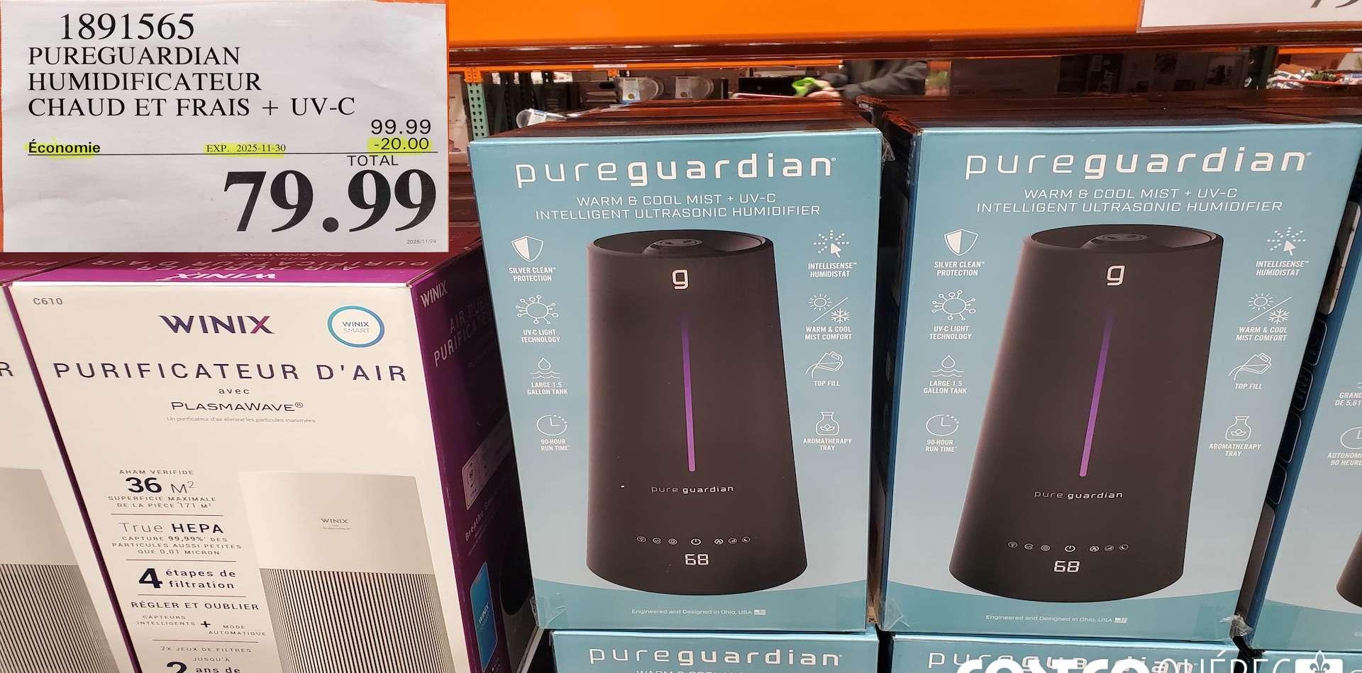 PUREGUARDIAN HUMIDIFICATEUR 5,6 L at Costco