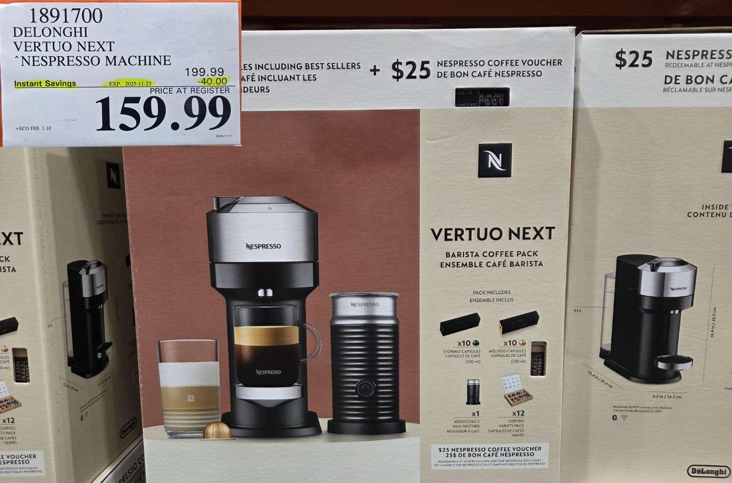 DELONGHI NESPRESSO VERTUO ESPRESSO MAKER at Costco