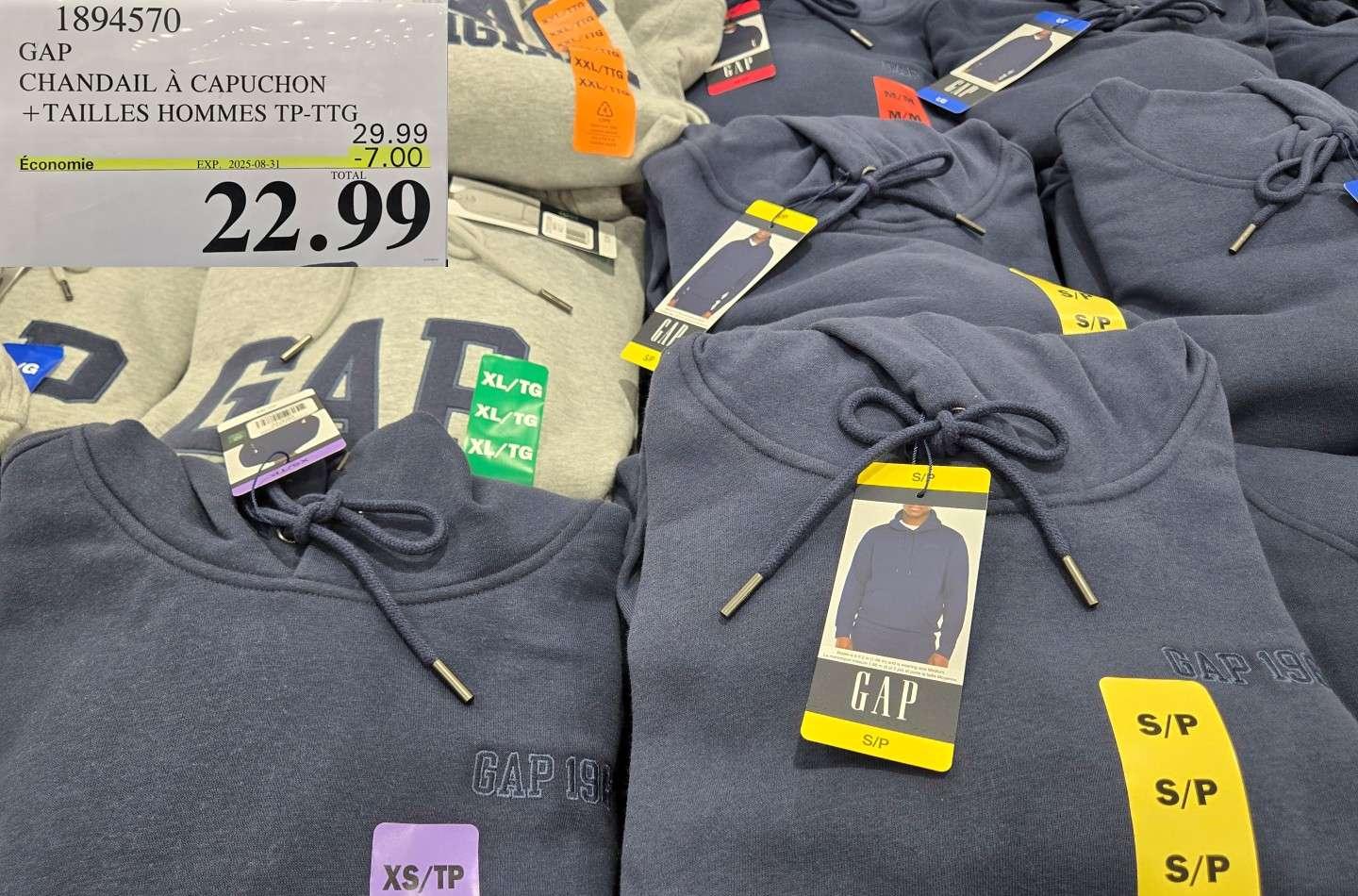 GAP CHANDAIL A CAPUCHON + TAILLES HOMMES TP-TTG, at Costco