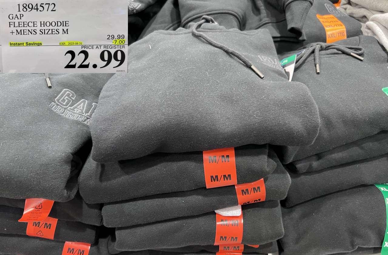 GAP FLEECE HOODIE MENS SIZES M at Costco