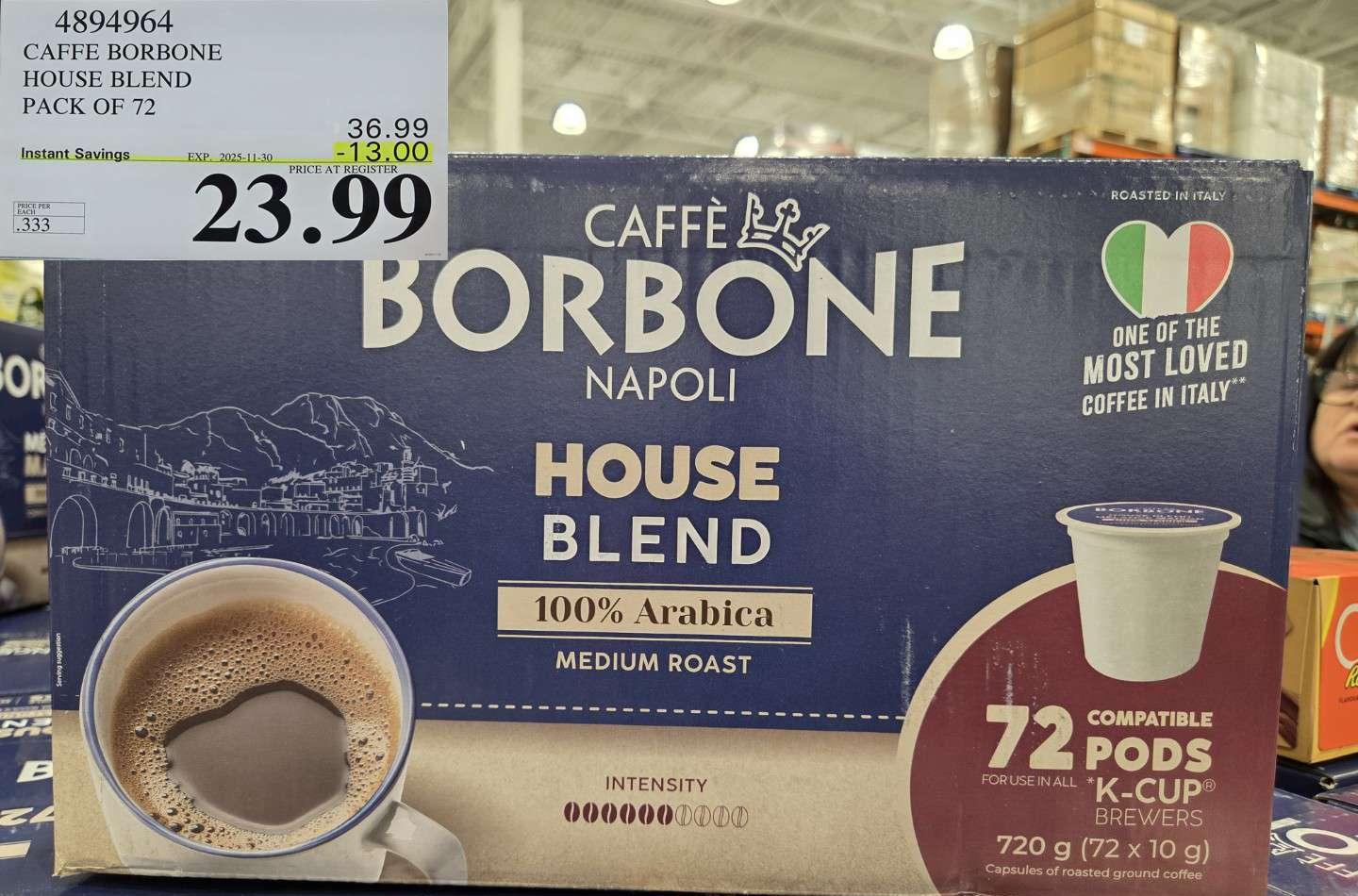 CAFFE BORBONE HOUSE BLEND PACK OF 72 - Costco Canada deal - Save $13.00 - Food & Beverage