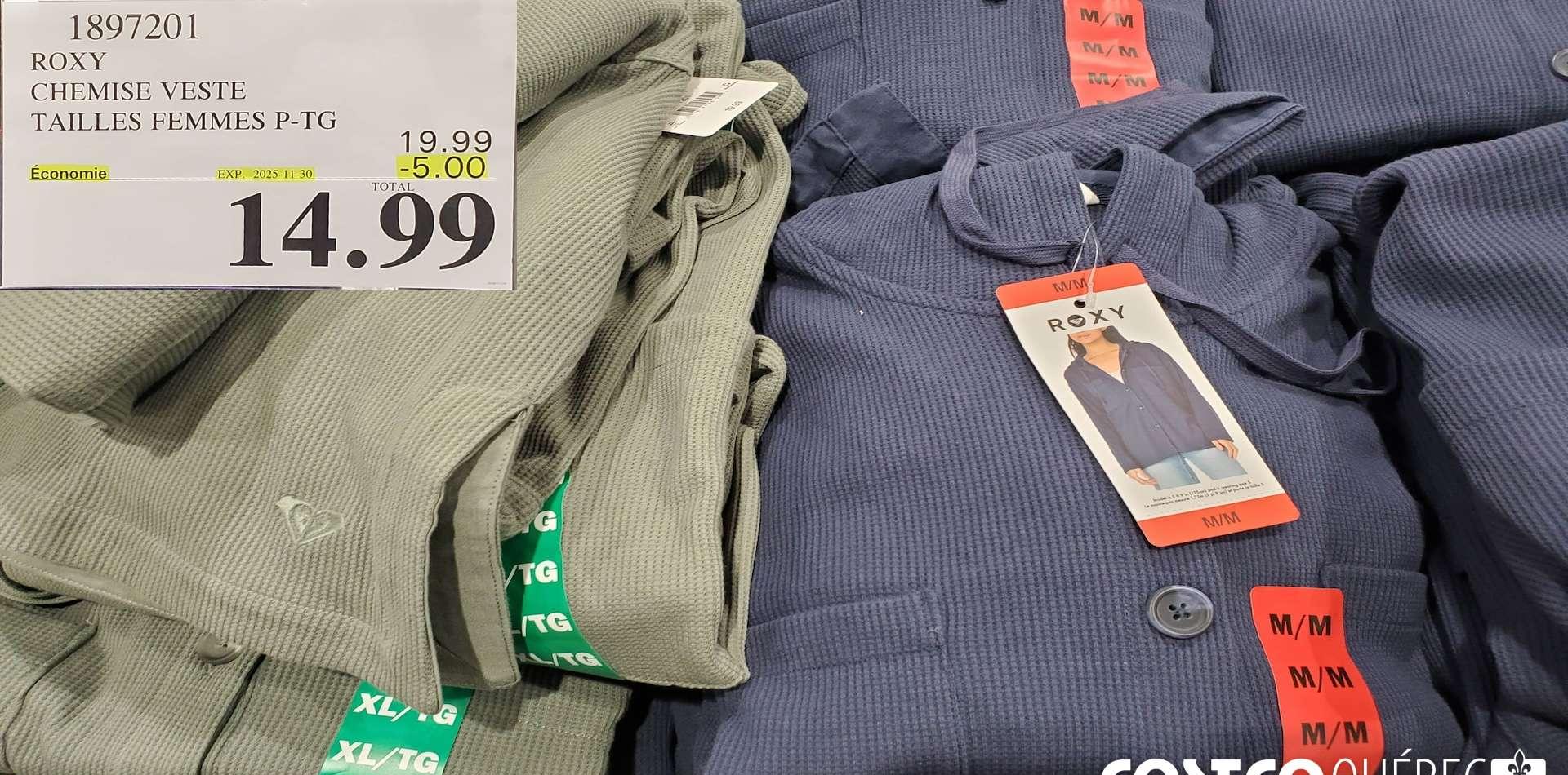 ROXY CHEMISE VESTE TAILLES FEMMES P-TG at Costco