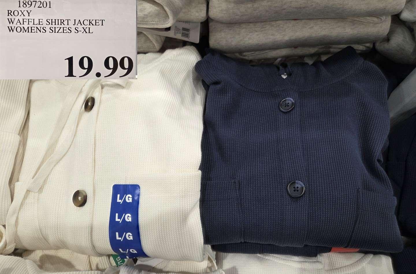 ROXY WAFFLE SHIRT JACKET WOMENS SIZES S-XL at Costco