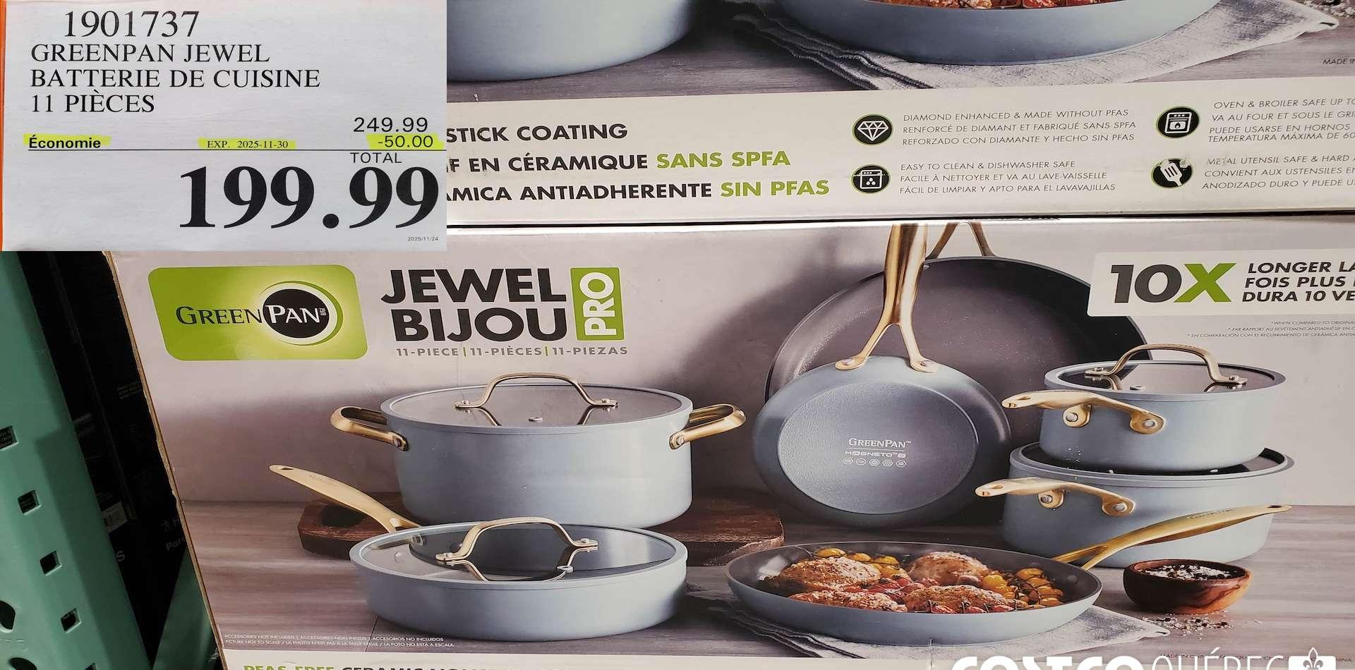 GREENPAN JEWEL BATTERIE DE CUISINE 11PIECES at Costco