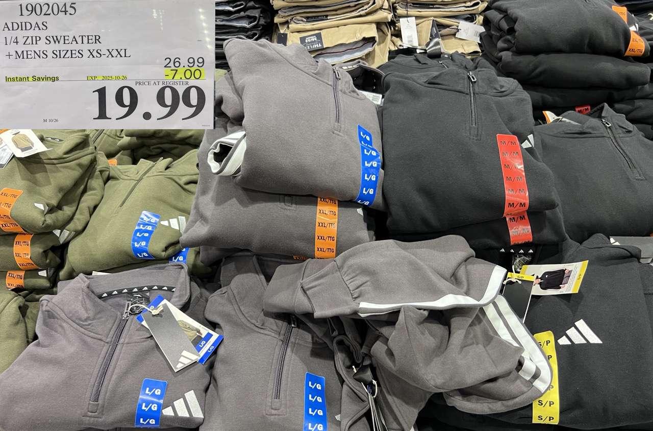 ADIDAS 1/4 ZIP SWEATER MENS SIZES XS-XXL at Costco