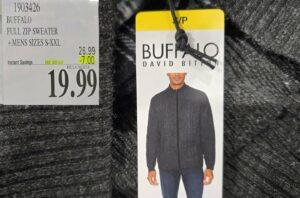 BUFFALO FULL ZIP SWEATER +MENS SIZES S-XXL at Costco
