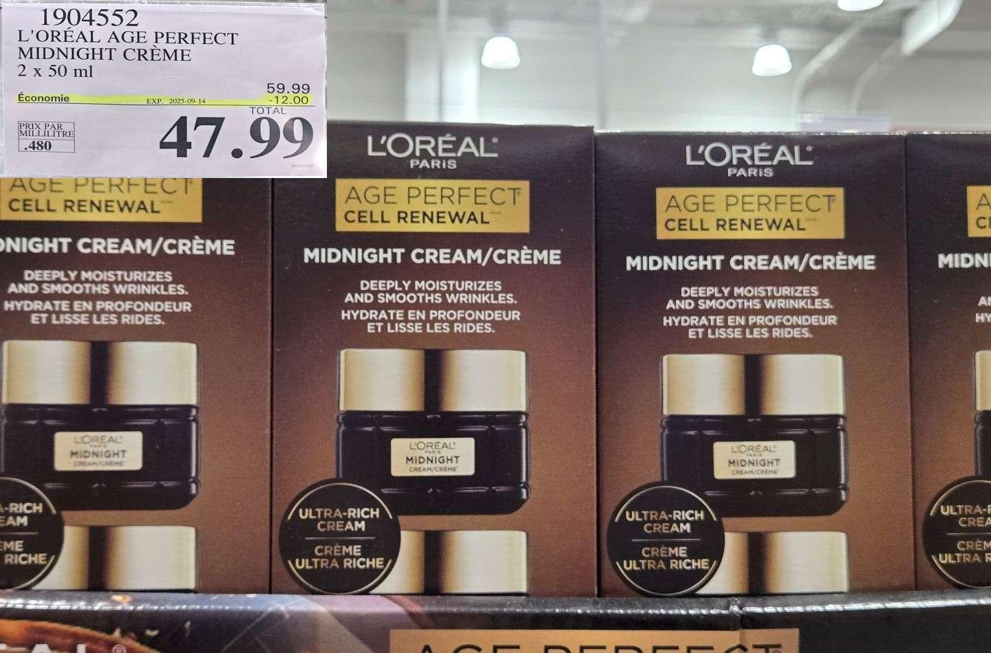L'OREAL AGE PERFECT MIDNIGHT CREME 2 X 50 ml at Costco