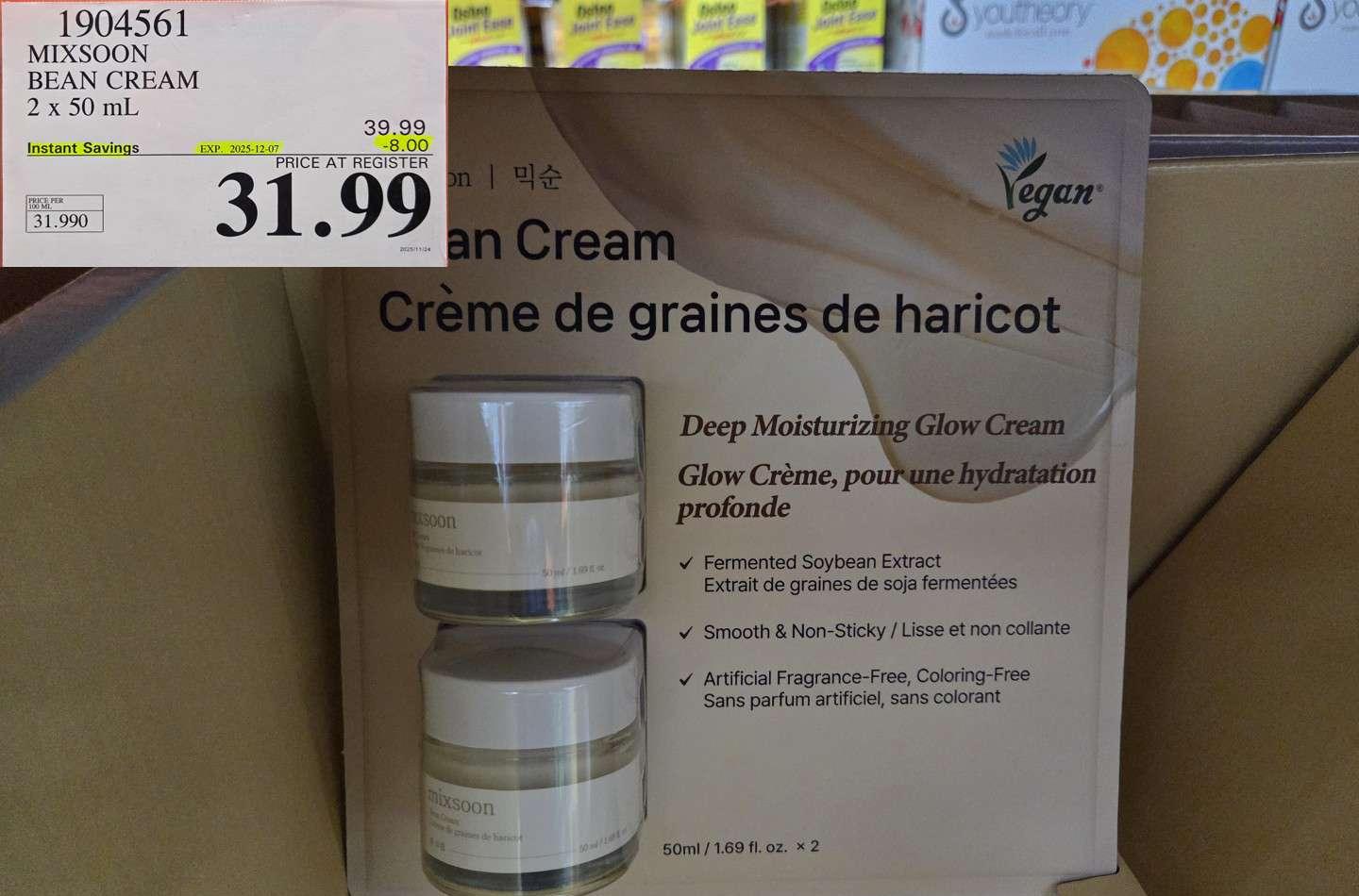 MIXSOON BEAN CREAM 2 X 50ML - Costco Canada deal - Save $8.00 - Health and Beauty
