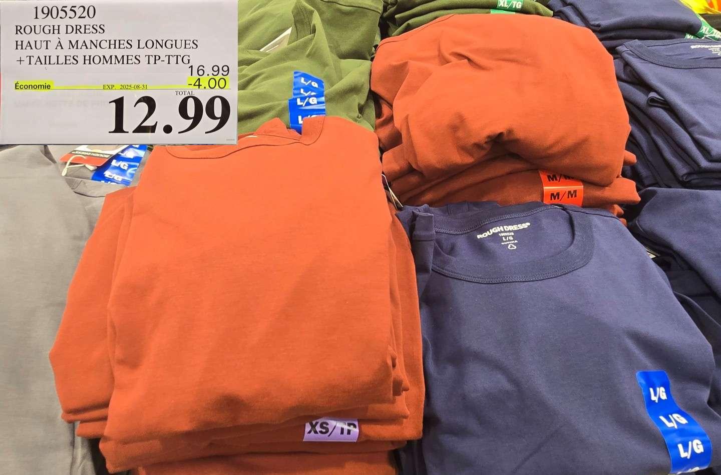 ROUGH DRESS HAUT A MANCHES LONGUES +TAILLES HOMMES eS , at Costco
