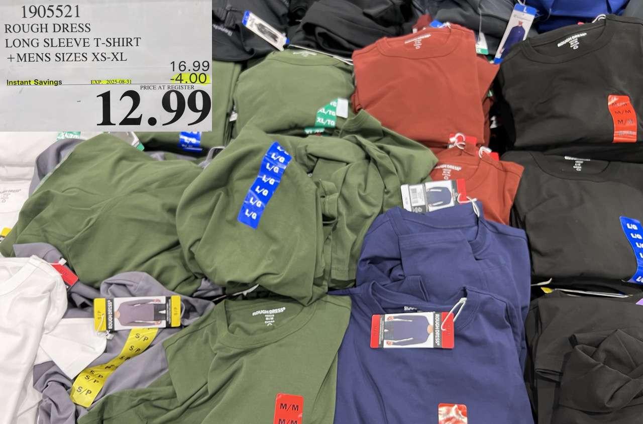 ROUGH DRESS LONG SLEEVE T-SHIRT MENS SIZES XS-XL at Costco