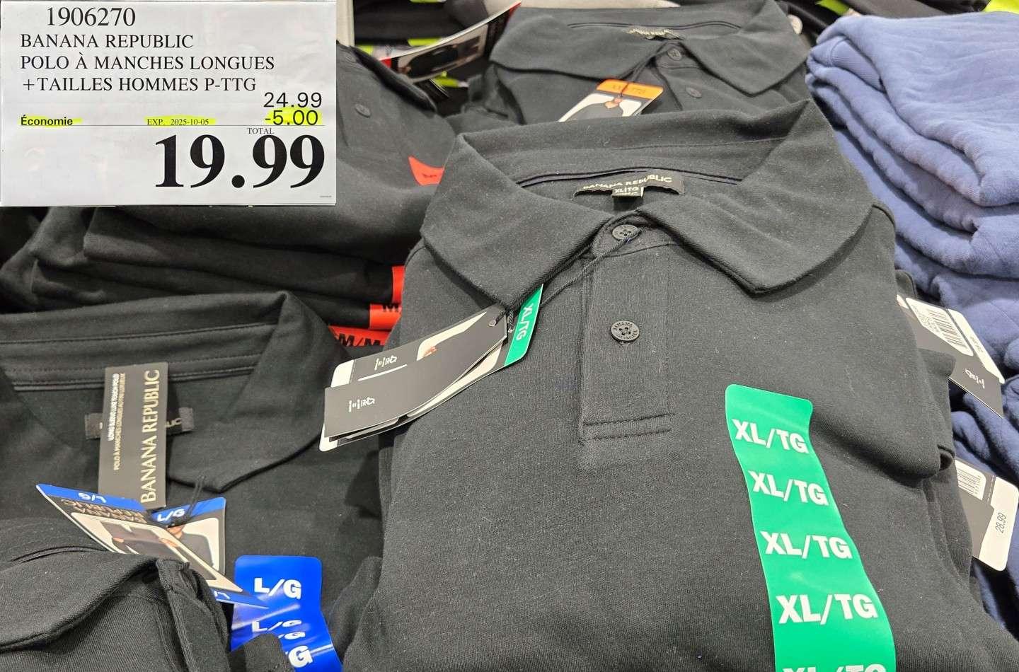 BANANA REPUBLIC POLO A MANCHES LONGUES +TAILLES HOMMES P-TTG . at Costco