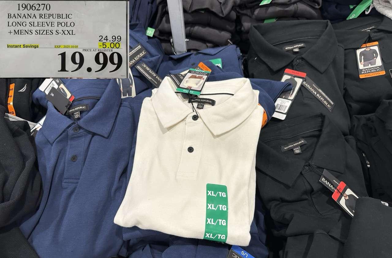 BANANA REPUBLIC LONG SLEEVE POLO MENS SIZES S-XXL at Costco