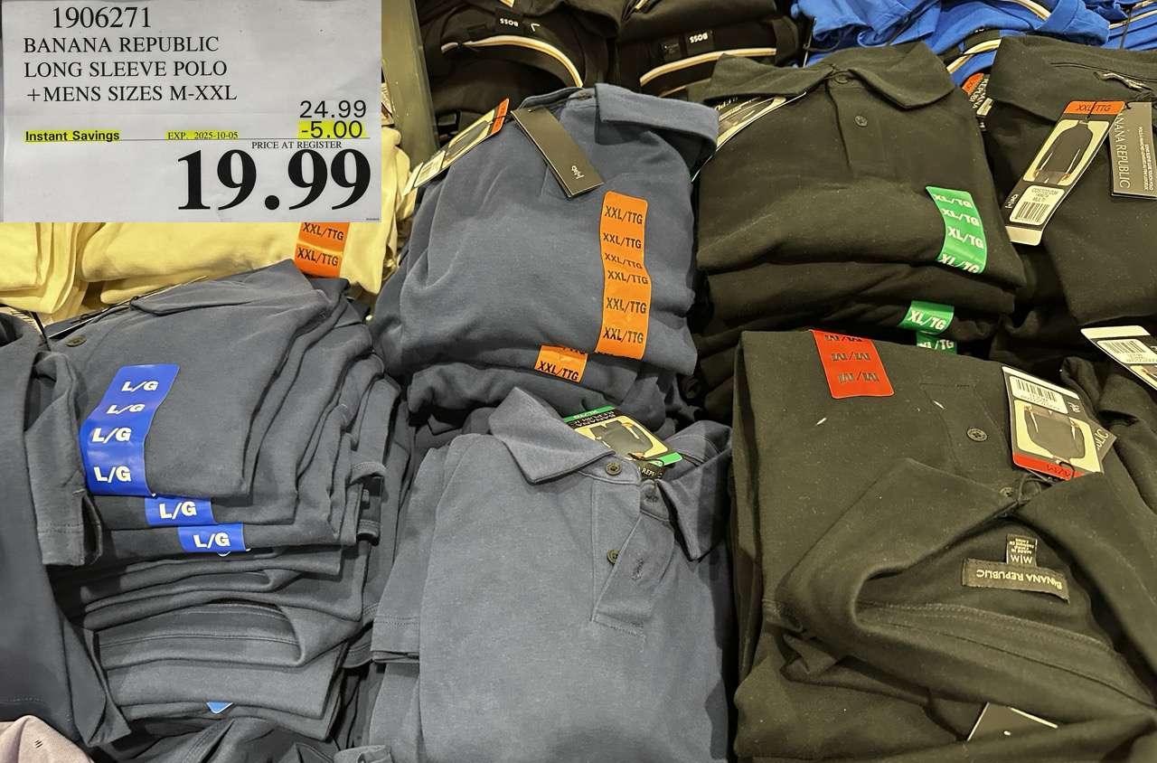 BANANA REPUBLIC LONG SLEEVE POLO MENS SIZES M-XXL at Costco