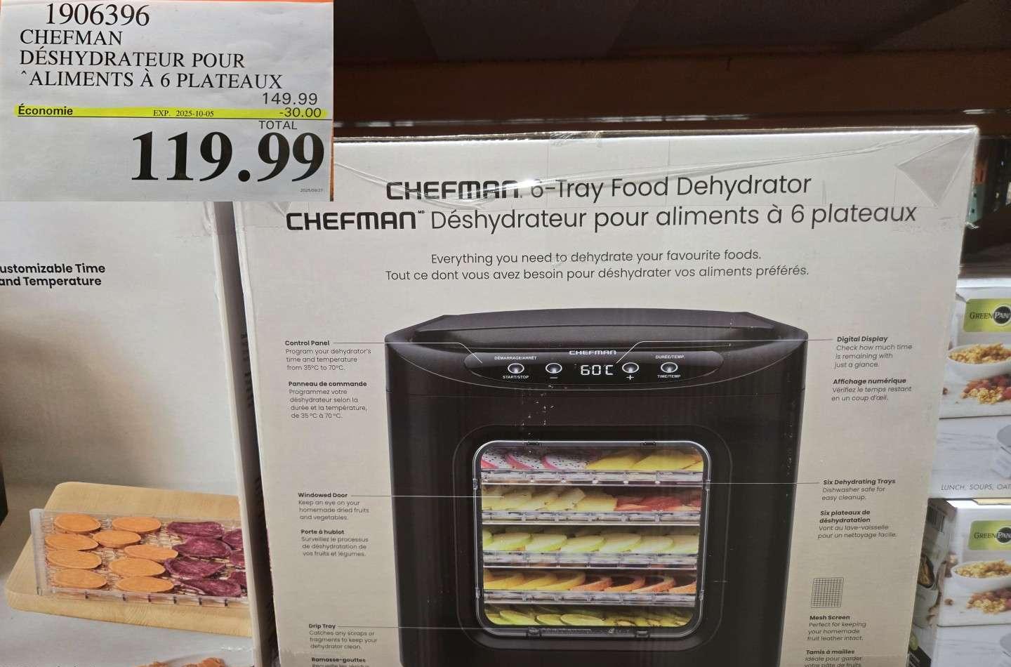 CHEFMAN DESHYDRATEUR POUR ALIMENTS A 6  PLATEAUX at Costco