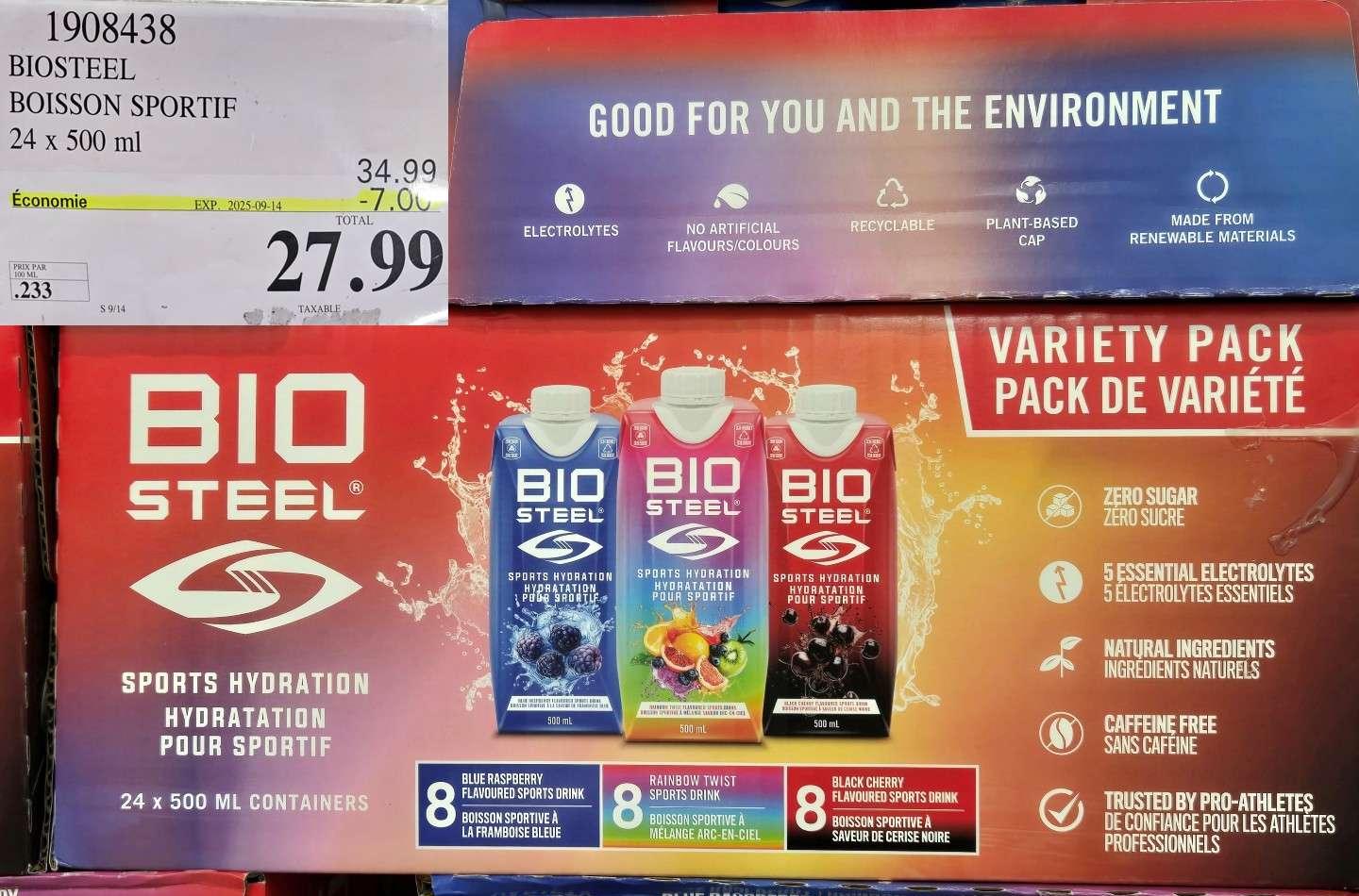 BIOSTEEL BOISSON SPORTIF 24 x 500 ml PRIX PAR 27. 99 TAXABL Ea oe eh at Costco