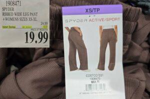 SPYDER RIBBED WIDE LEG PANT WOMENS SIZES XS-XL at Costco