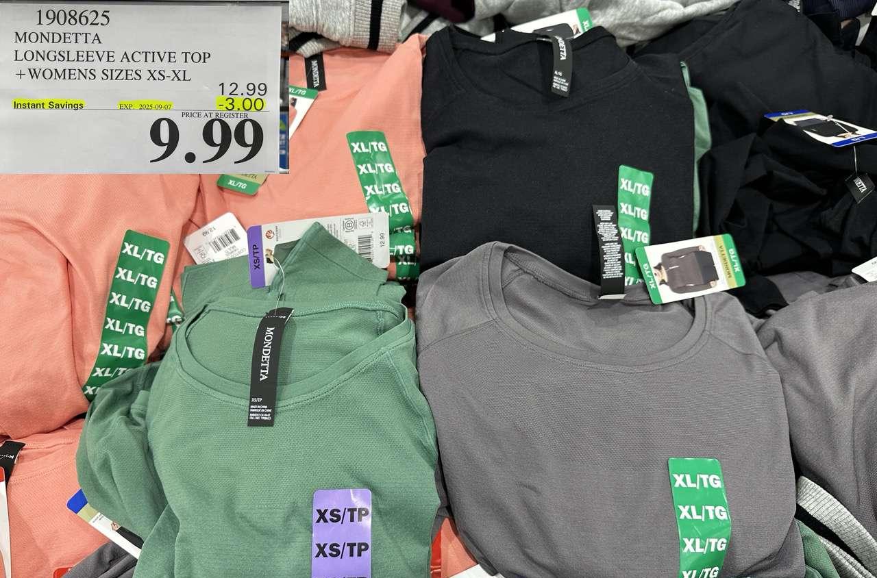 MONDETTA LONGSLEEVE ACTIVE TOP WOMENS SIZES XS-XL - Costco Canada deal - Save $3.00 - Clothing and Accessories