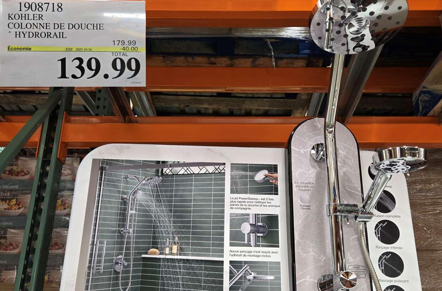KOKLER COLONNE DE DOUCHE * HYDRORAIL at Costco