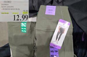 DANSKIN SATIN LEGGING +WOMENS SIZES XS-XL at Costco