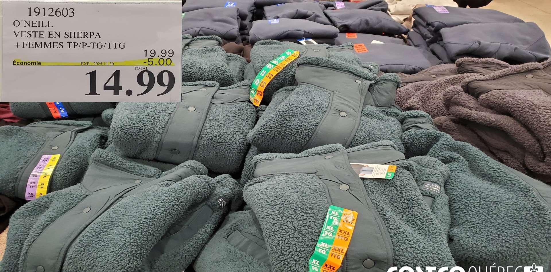 O'NEILL VESTE EN SHERPA + FEMMES TP/P-TG/TTG at Costco