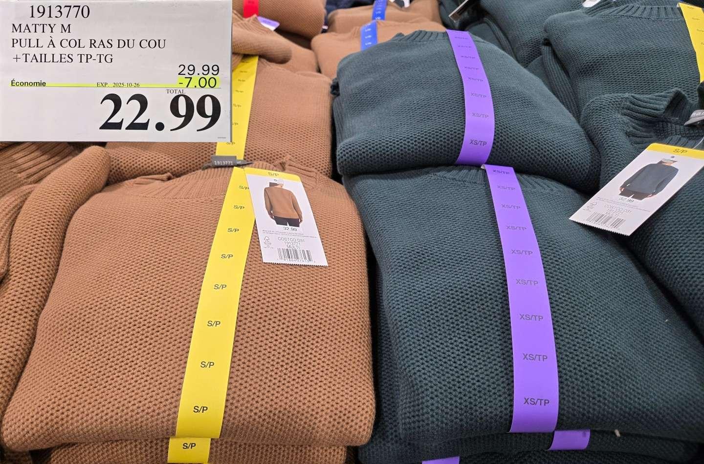 MATTY M PULL A COL RAS DU COU +TAILLES TP-TG at Costco