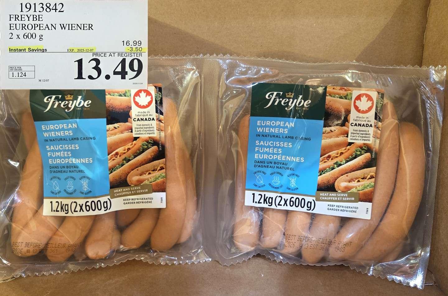 FREYBE EUROPEAN WIENER 2 X 600 G - Costco Canada deal - Save $3.50 - Food & Beverage