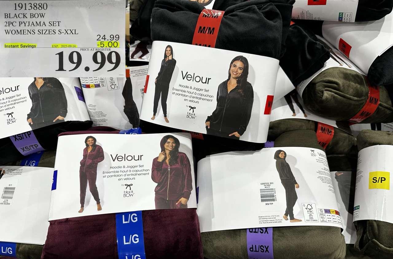 BLACK BOW 2PC PYJAMA SET WOMENS SIZES S-XXL - Costco Canada deal - Save $5.00 - Clothing and Accessories