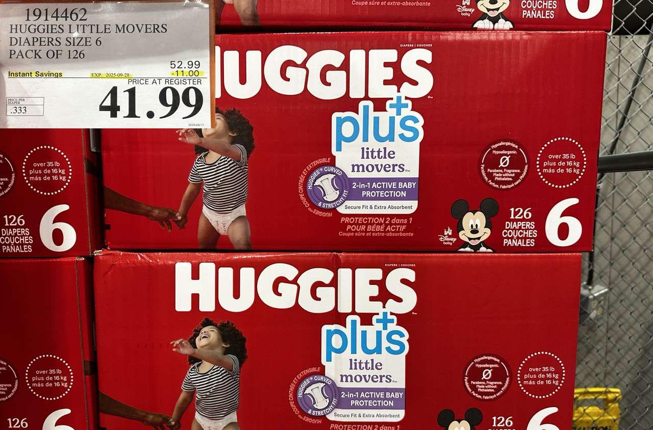 HUGGIES LITTLE MOVERS DIAPERS SIZE 6 PACK OF 126 at Costco