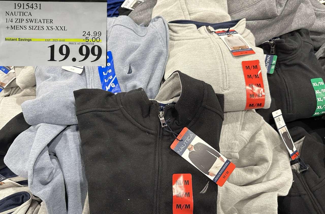 NAUTICA 1/4 ZIP SWEATER MENS SIZES XS-XXL at Costco
