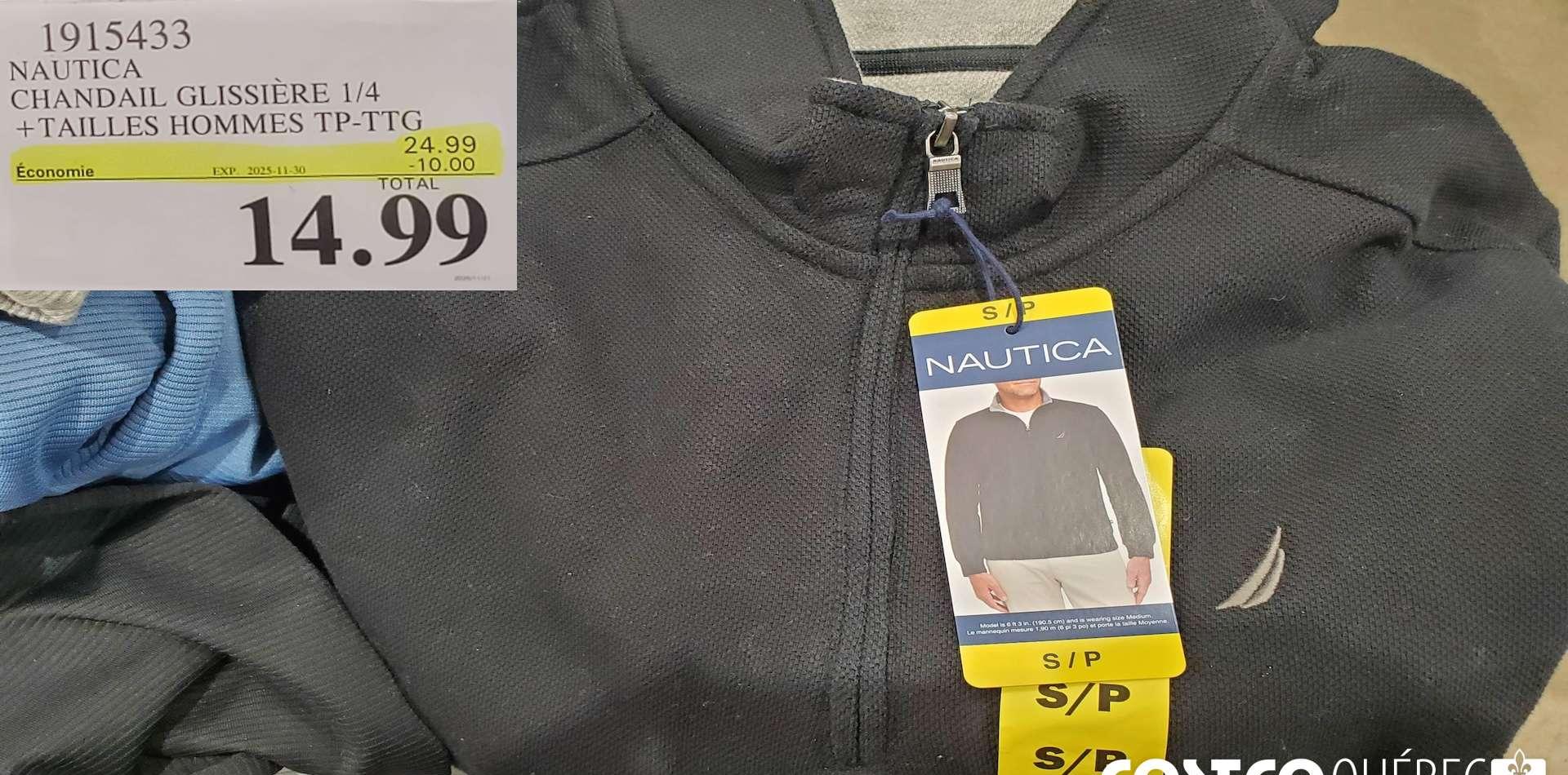 NAUTICA CHANDAIL GLISSIERE 1/4 +TAILLES HOMMES TP-TTG at Costco