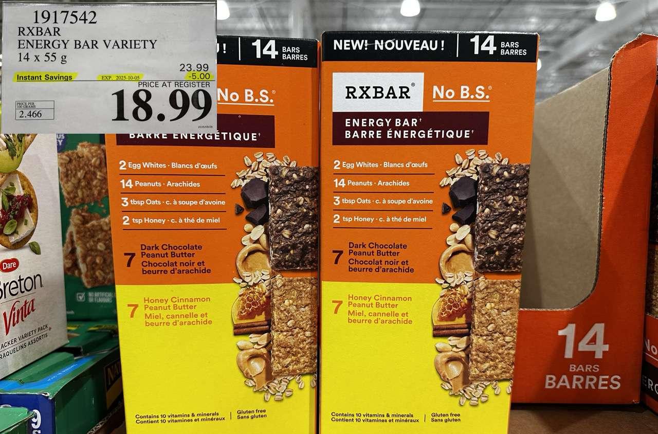 RXBAR ENERGY BAR VARIETY 14 X 55G at Costco