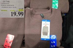 LAZYPANTS FLEECE CREWNECK +WOMENS SIZES XS - XL at Costco