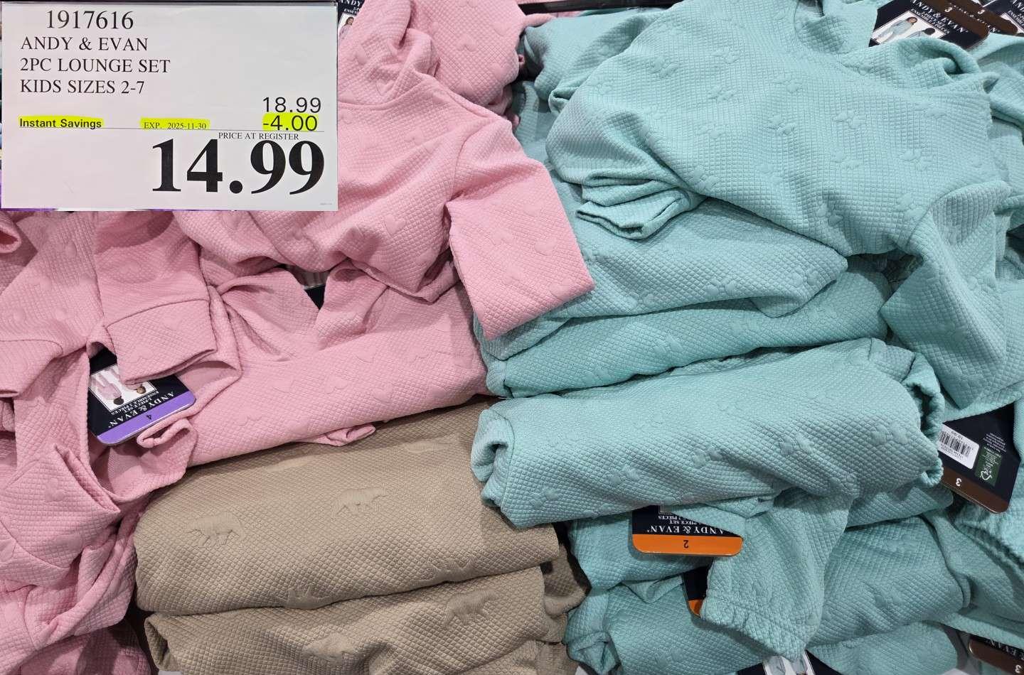 ANDY & EVAN 2PC LOUNGE SET KIDS SIZES 2-7 - Costco Canada deal - Save $4.00 - Clothing and Accessories