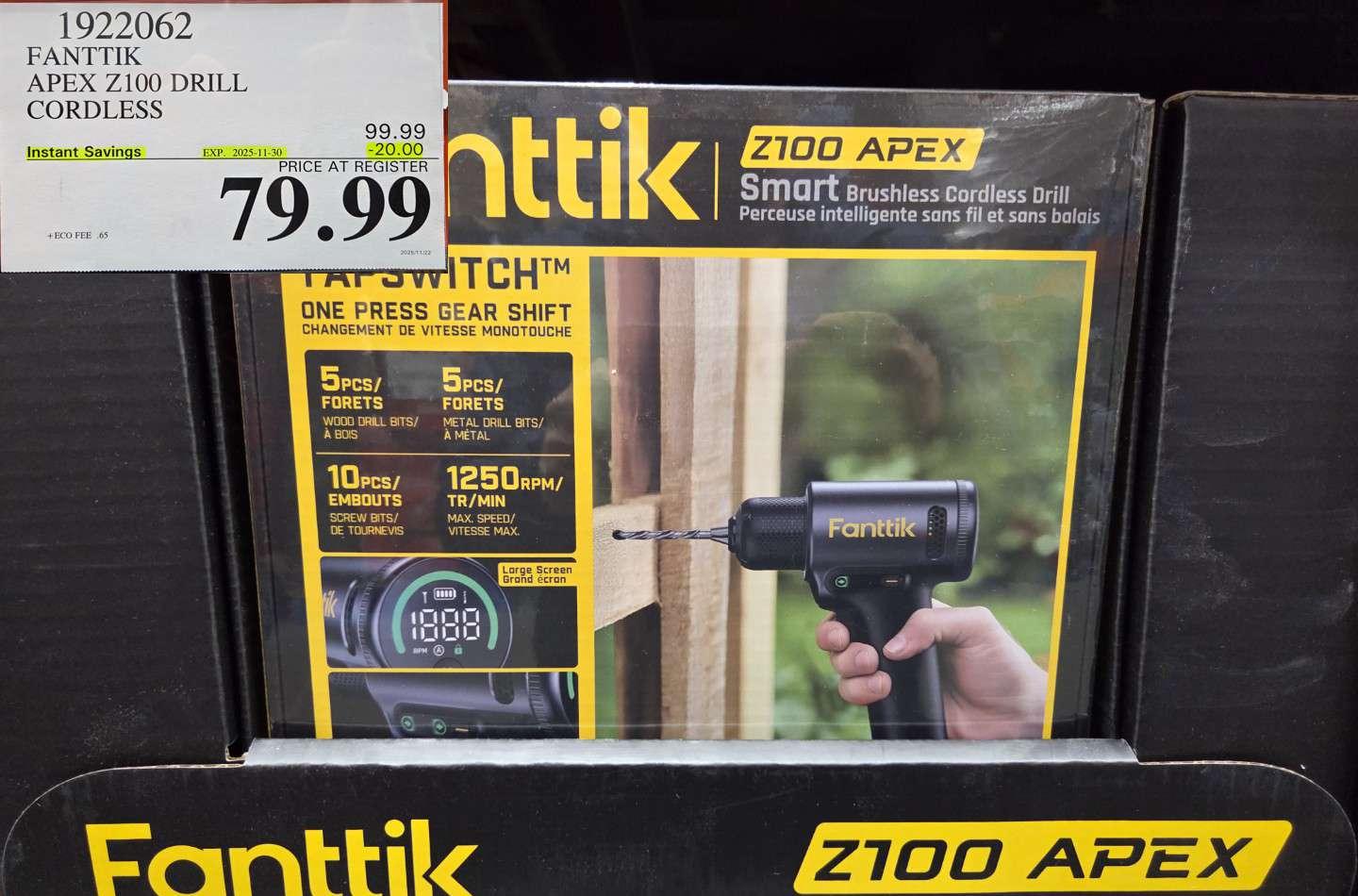 FANTTIK APEX Z100 DRILL CORDLESS - Costco Canada deal - Save $20.00 - Household Essentials