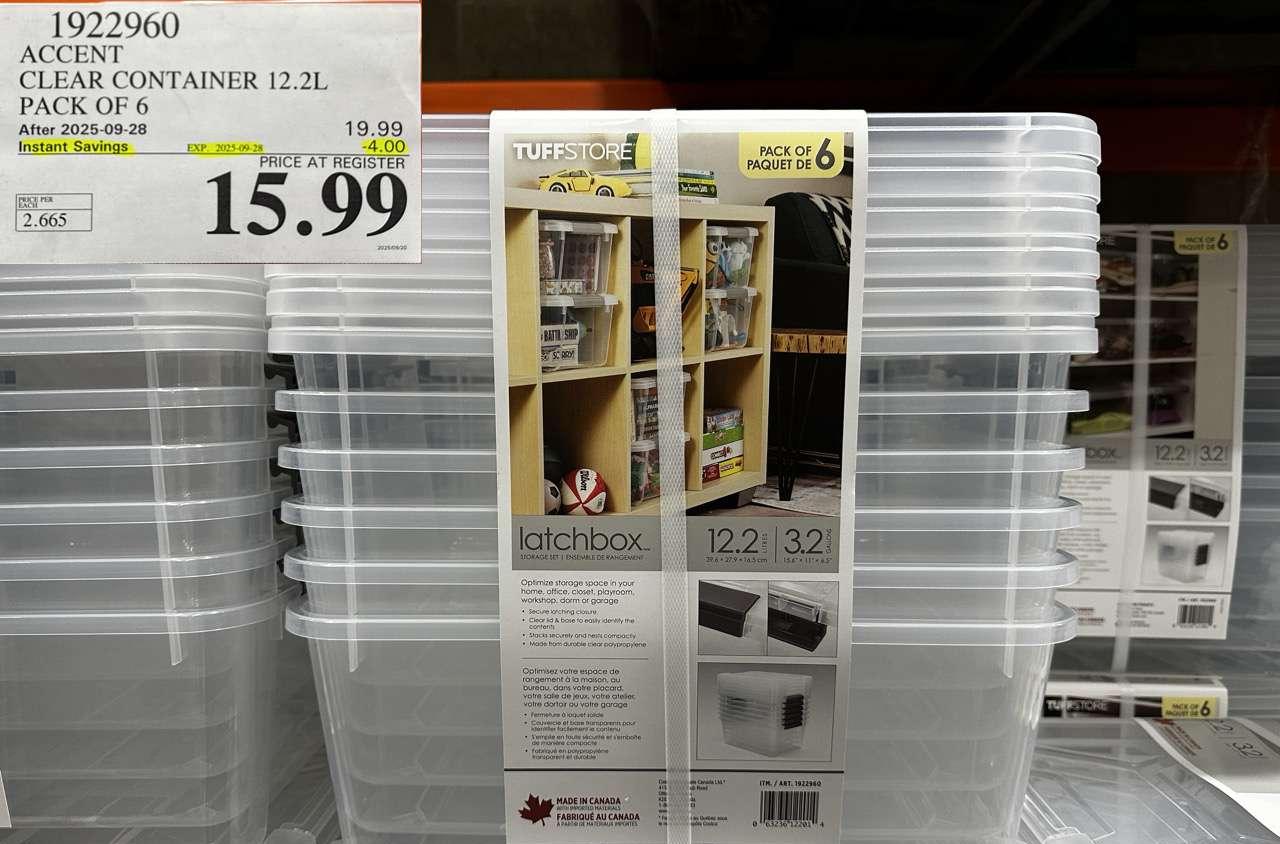 ACCENT CLEAR CONTAINER 12.2L PACK OF 6 at Costco