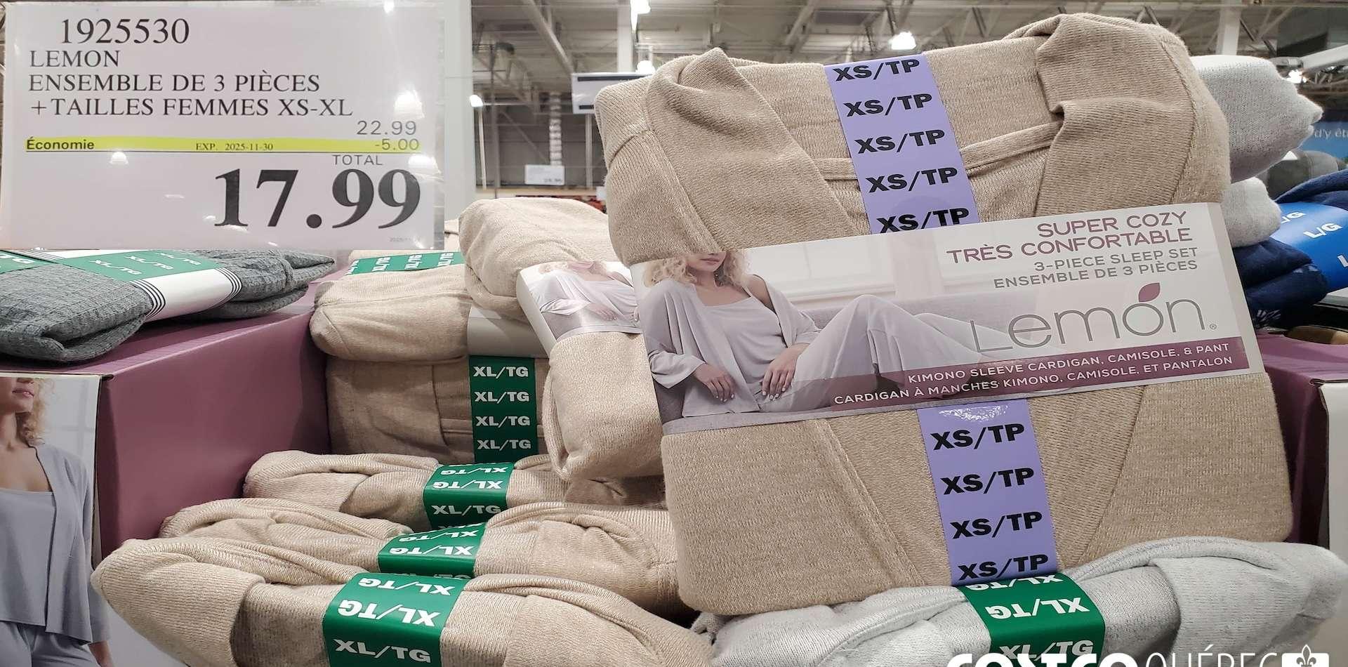 LEMON ENSEMBLE DE 3 PIECES + TAILLES FEMMES XS-XL at Costco