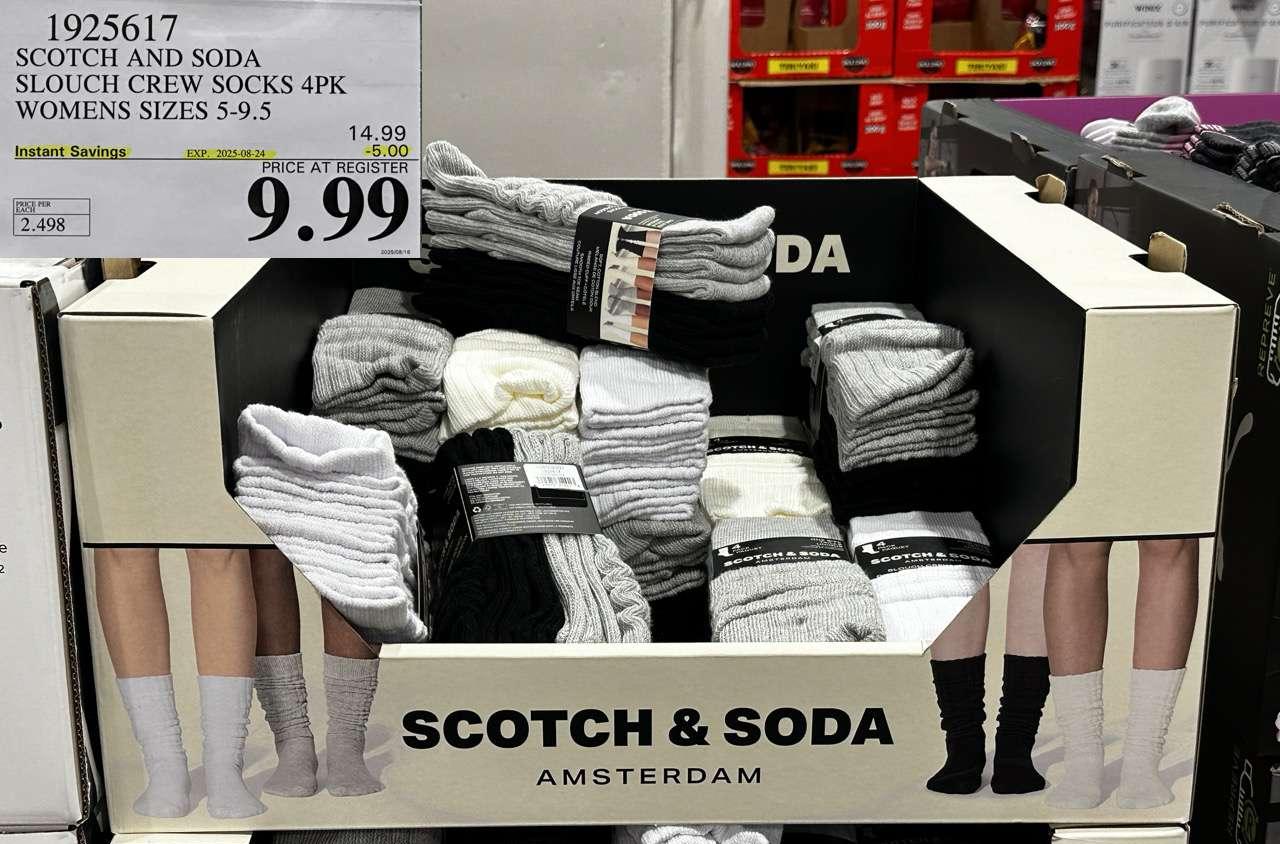 SCOTCH AND SODA SLOUCH CREW SOCK 4PK WOMENS SIZES 5-9.5 at Costco