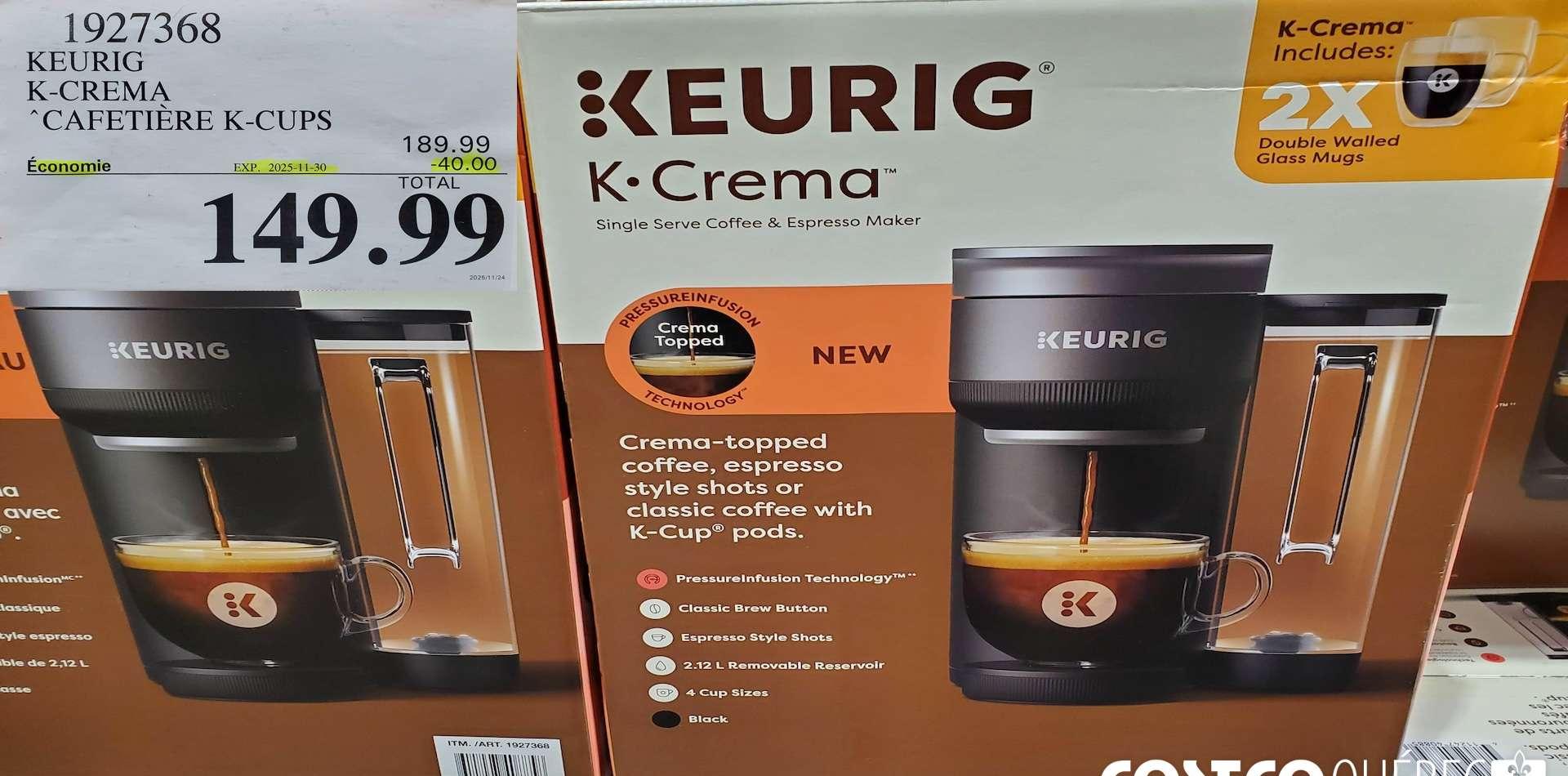 KEURIG K-CREMA “CAFETIERE K-CUPS at Costco