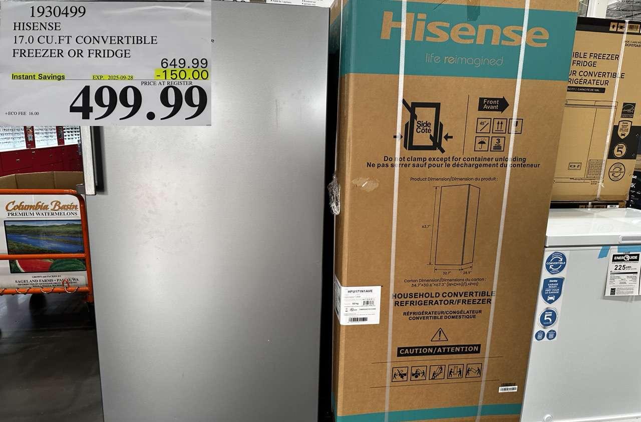 HISENSE 17.0 CUFT CONVERTIBLE FREEZER OR FRIDGE - Costco Canada deal - Save $150.00 - Home and Kitchen