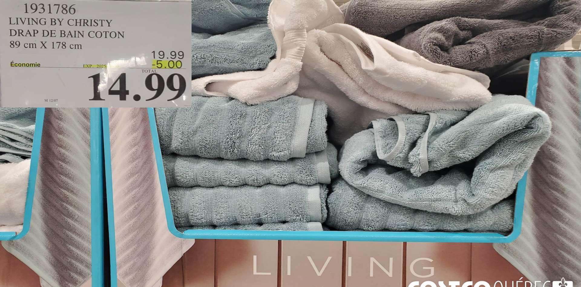 LIVING BY CHRISTY DRAP DE BAIN COTON 89 cm X 178 cm at Costco