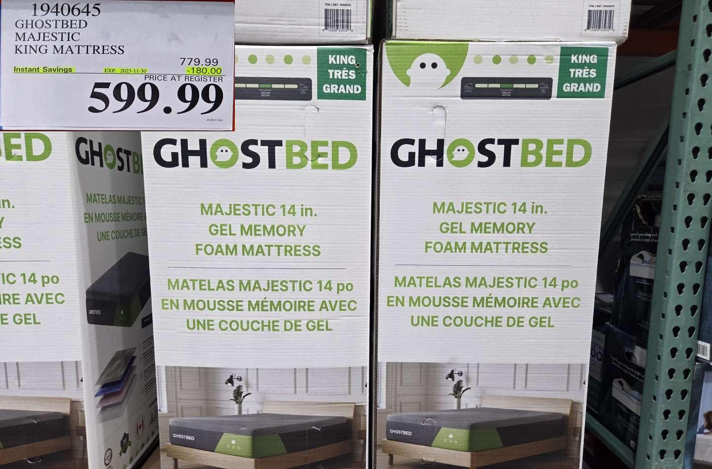 GHOSTBED 14IN MEMORY FOAM KING MATTRESS - Costco Canada deal - Save $180.00 - Home and Kitchen