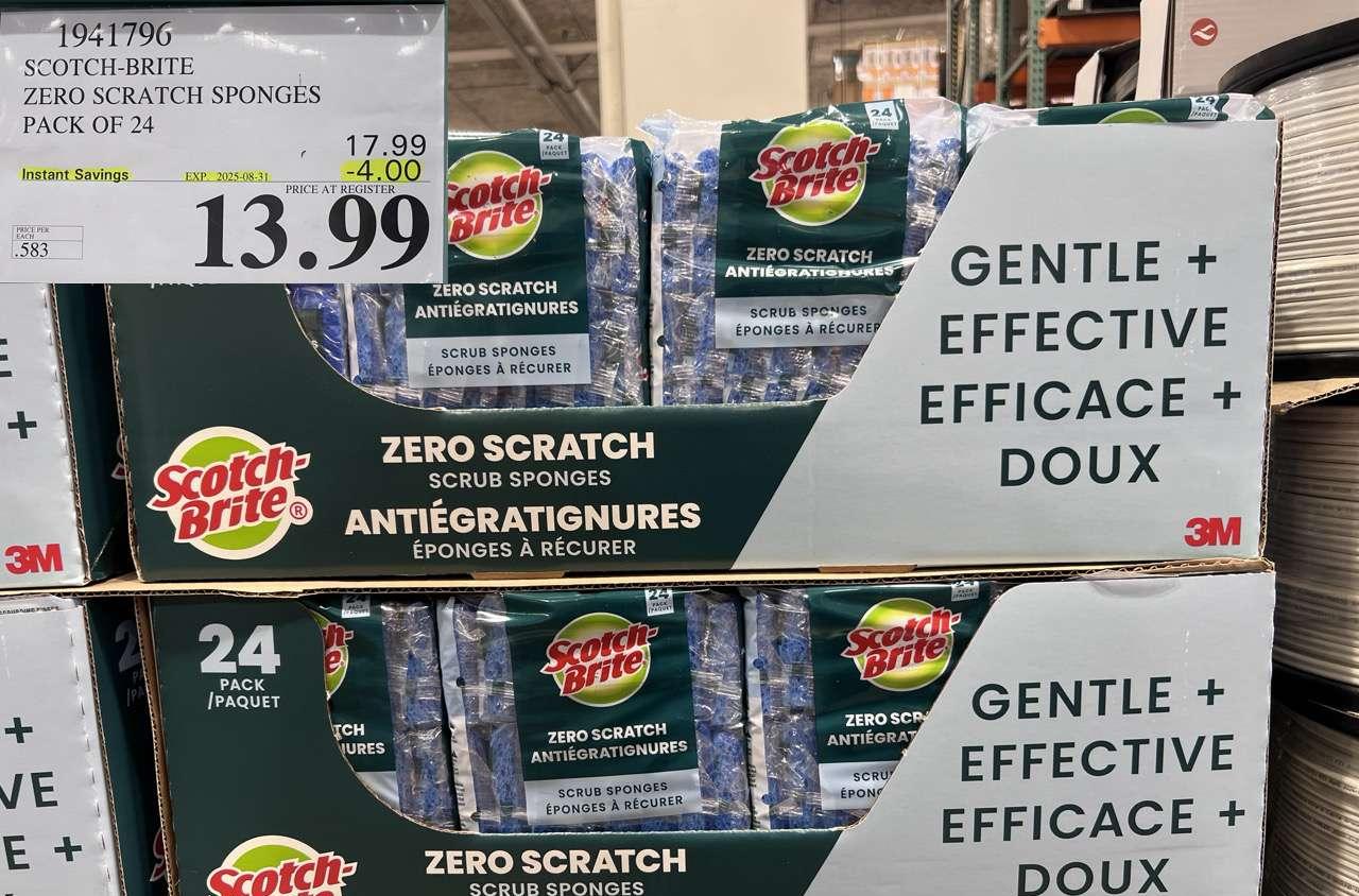 SCOTCH-BRITE ZERO SCRATCH SPONGES PACK OF 24 at Costco
