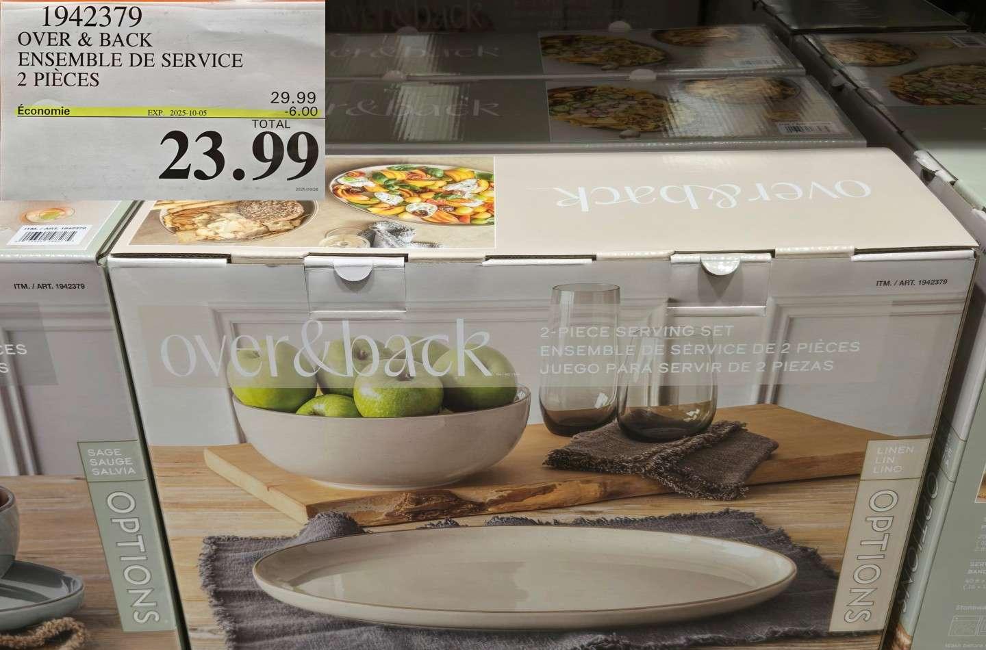 OVER & BACK ENSEMBLE DE SERVICE 2 PIECES at Costco