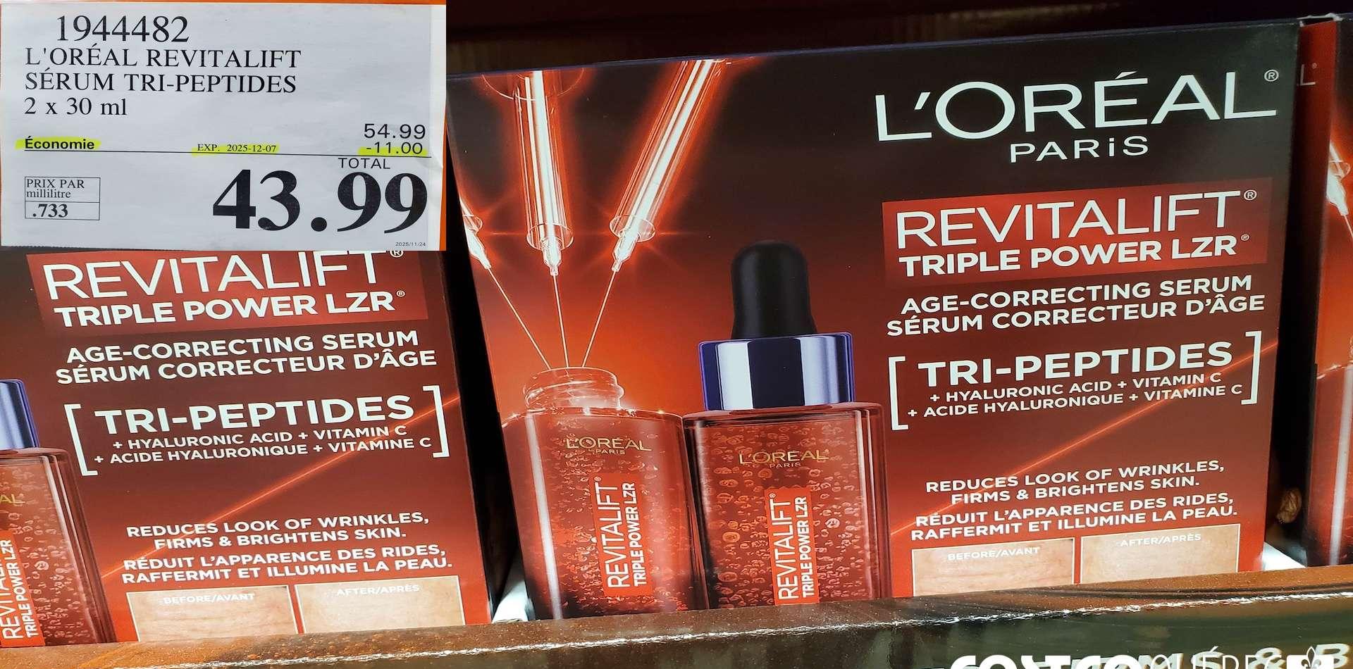 L'OREAL REVITALIFT SERUM TRI-PEPTIDES 2 x 30 ml at Costco